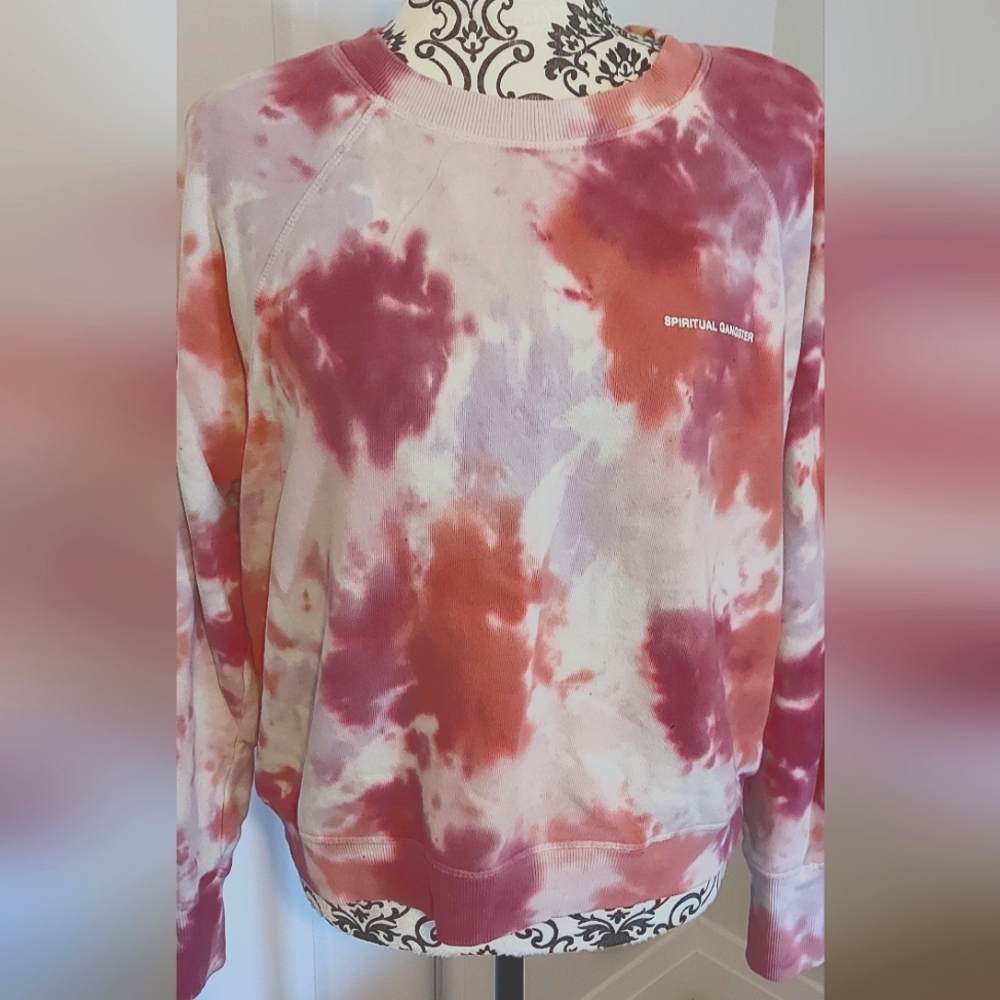 Spiritual Gangster Women's Tie-Dye Sweatshirt - Red and Pink